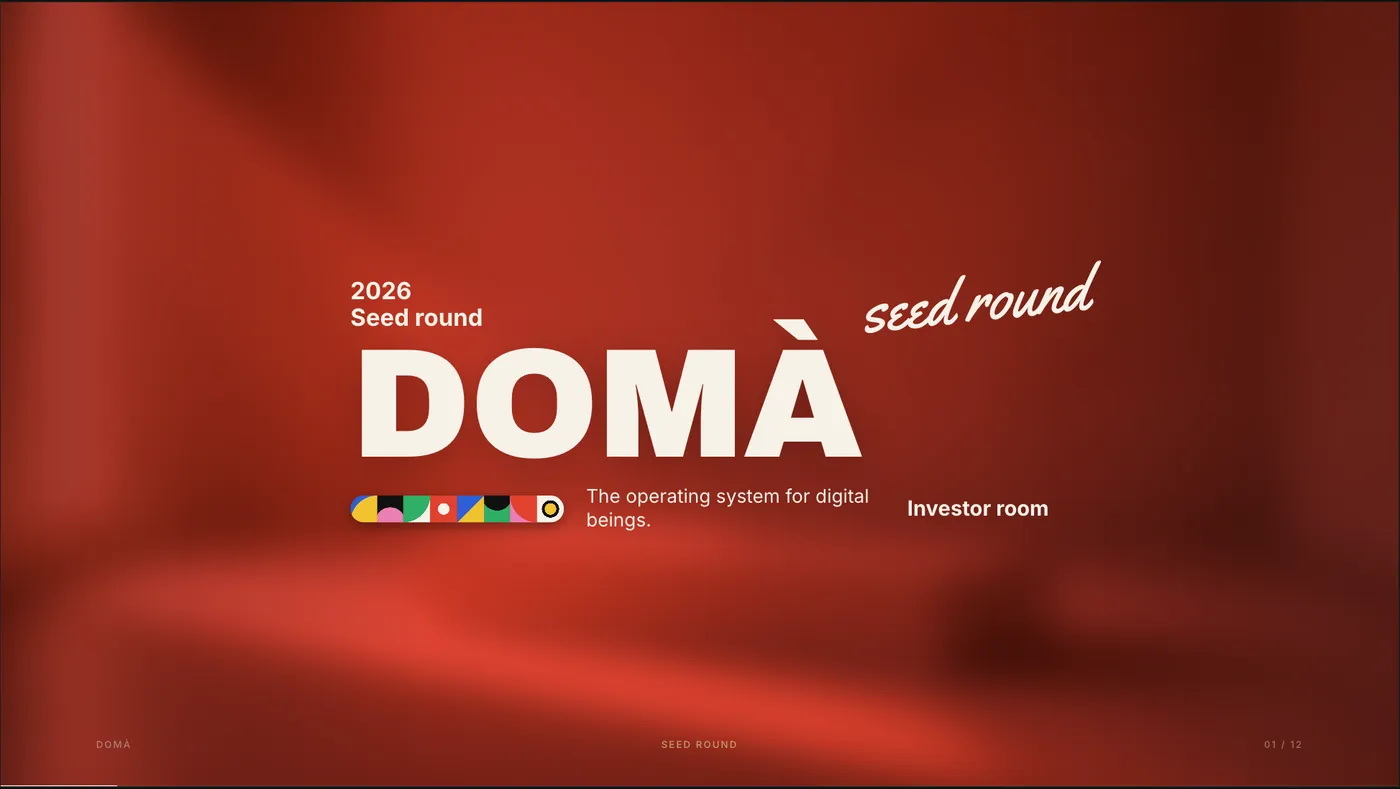 Domà seed-round deck cover, designed by Studio Halden